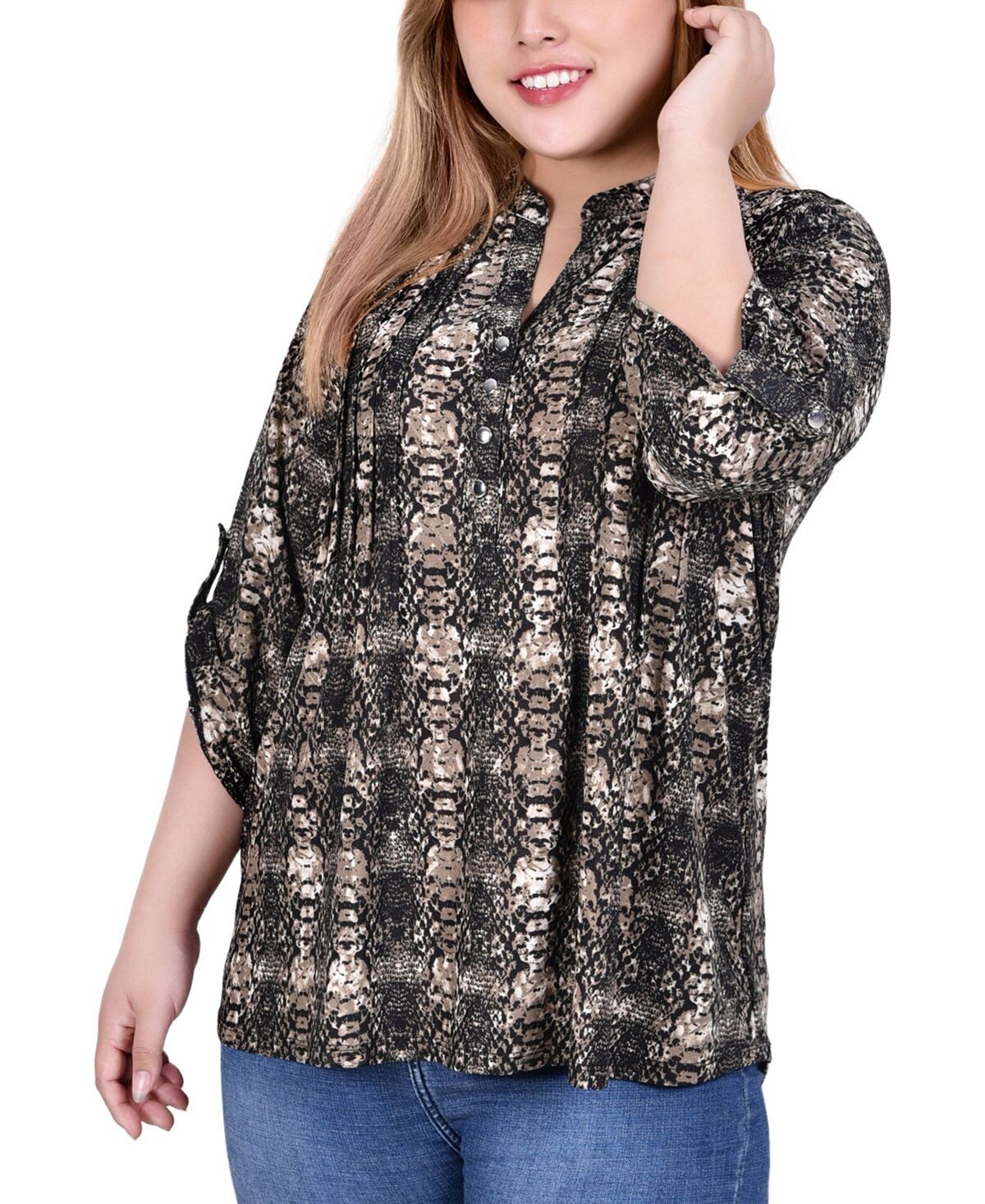 Топ больших размеров с Y-образным вырезом и рукавами 3/4 NY Collection, хаки
Топ больших размеров с Y-образным вырезом и рукавами 3/4 NY Collection, хаки