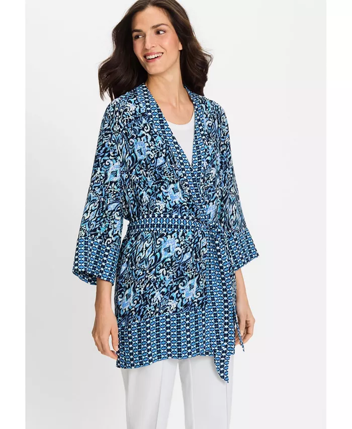 Женский халат-кимоно с принтом икат Olsen, синий
Женский халат-кимоно с принтом икат Olsen, синий