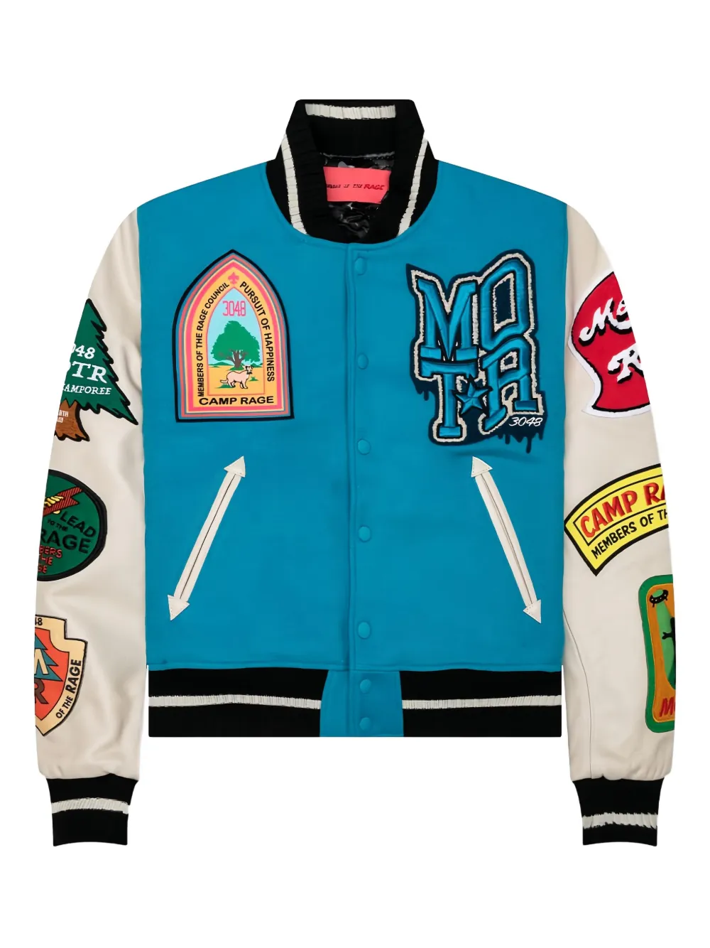 Куртка-бомбер с вышитыми кожаными рукавами MEMBERS OF THE RAGE, синий 
Куртка-бомбер с вышитыми кожаными рукавами MEMBERS OF THE RAGE, синий