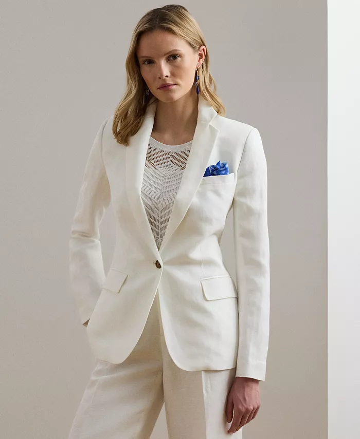 Женский блейзер из льняной ткани в рубчик Lauren Ralph Lauren, белый
Женский блейзер из льняной ткани в рубчик Lauren Ralph Lauren, белый