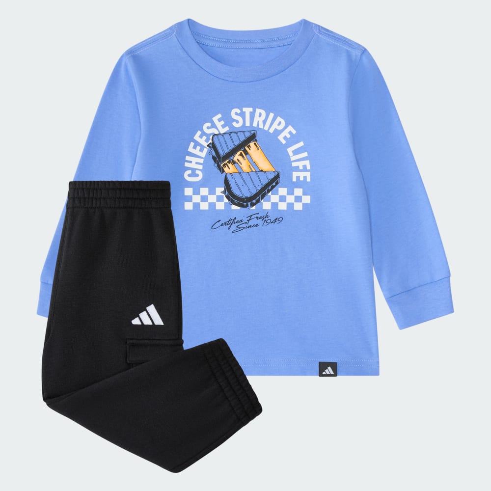 Спортивный костюм Adidas 2-Piece Long Sleeve Graphic Cotton Tee & Elastic Waistband Cargo Jogger Set, цвет Blue Fade 
Спортивный костюм Adidas 2-Piece Long Sleeve Graphic Cotton Tee & Elastic Waistband Cargo Jogger Set, цвет Blue Fade