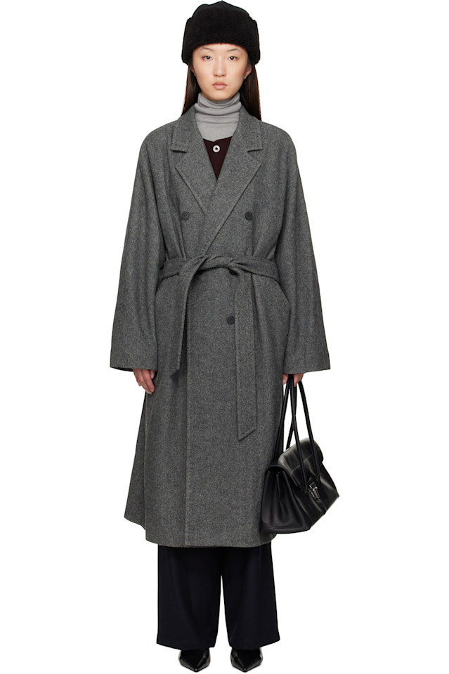 Двубортный поясной плащ Le17Septembre, серый
Двубортный поясной плащ Le17Septembre, серый