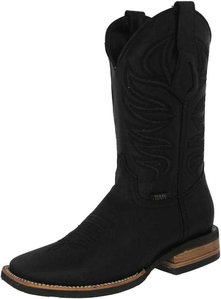 Мужские черные вестерн-сапоги Texas Legacy с классическим кожаным верхом, резиновой подошвой и квадратным носком
Мужские черные вестерн-сапоги Texas Legacy с классическим кожаным верхом, резиновой подошвой и квадратным носком