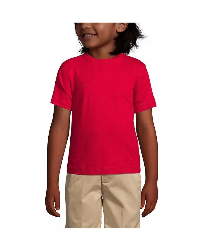 Футболка Essential с короткими рукавами для школьной формы для мальчиков Lands' End, зеленый