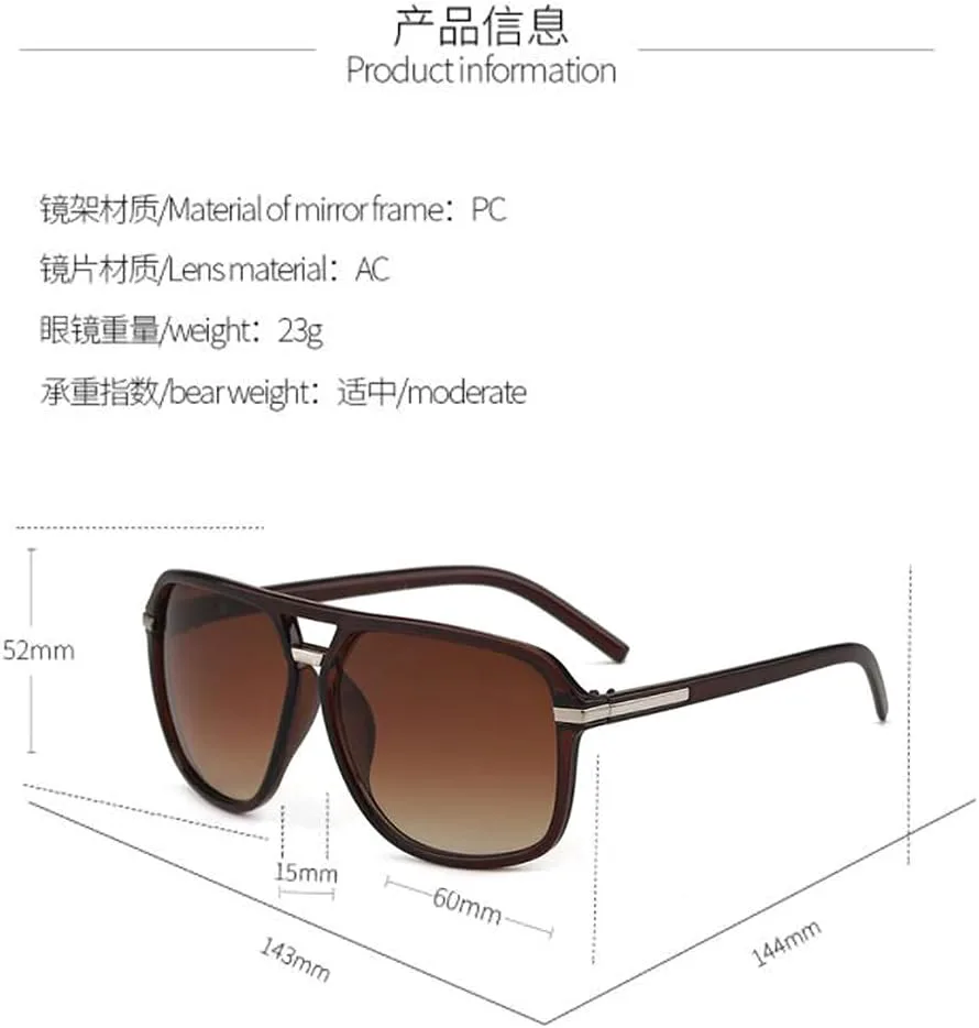 Солнцезащитные очки с двойной переносицей, защитой от ультрафиолета, ретро-стиль, квадратная оправа, большие очки для мужчин и женщин Weloveushop, Dark Tea Frame
Солнцезащитные очки с двойной переносицей, защитой от ультрафиолета, ретро-стиль, квадратная оправа, большие очки для мужчин и женщин Weloveushop, Dark Tea Frame