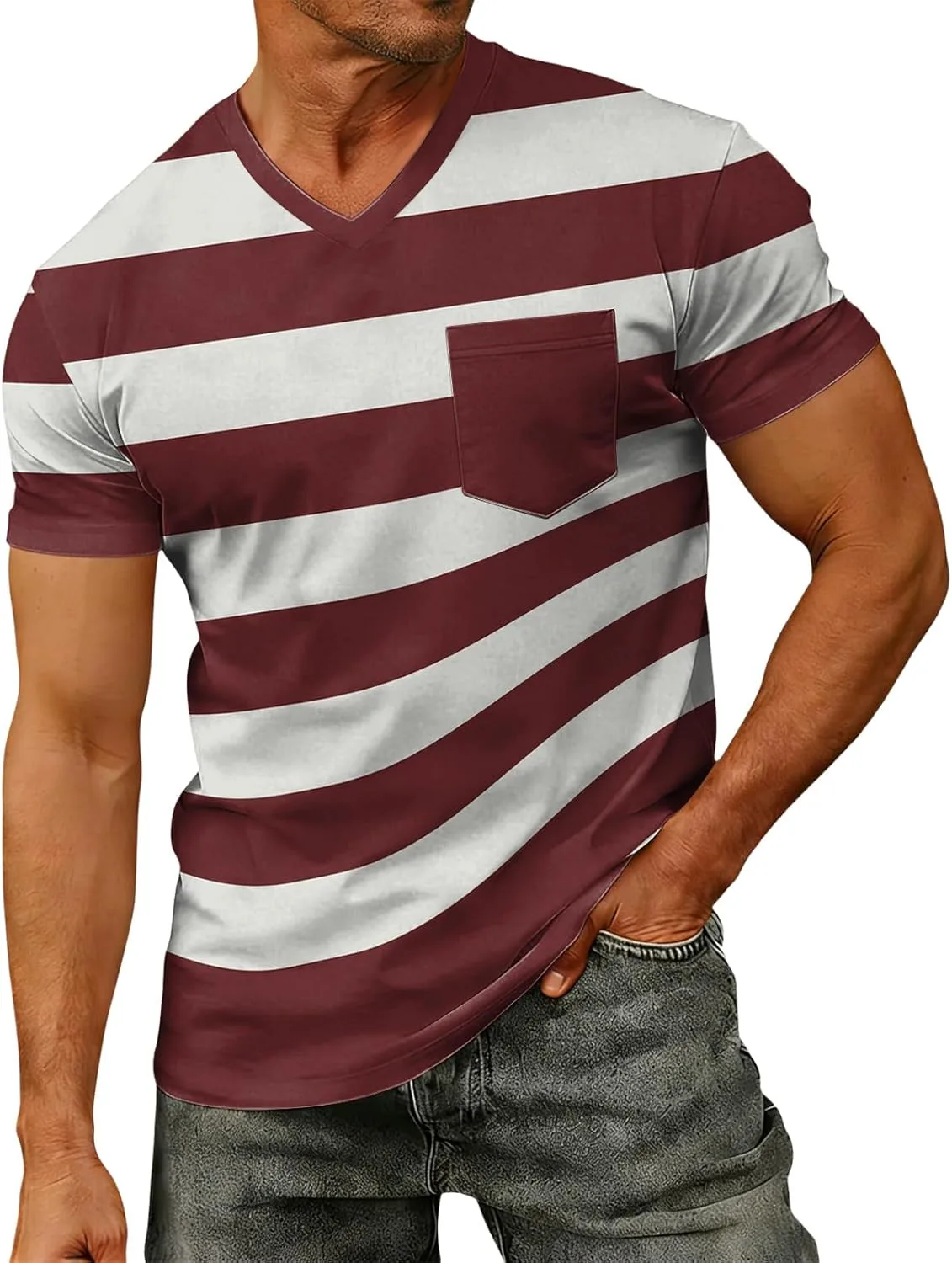 Мужская футболка с V-образным вырезом — стильная облегающая модель ZWSPTO
Мужская футболка с V-образным вырезом — стильная облегающая модель ZWSPTO