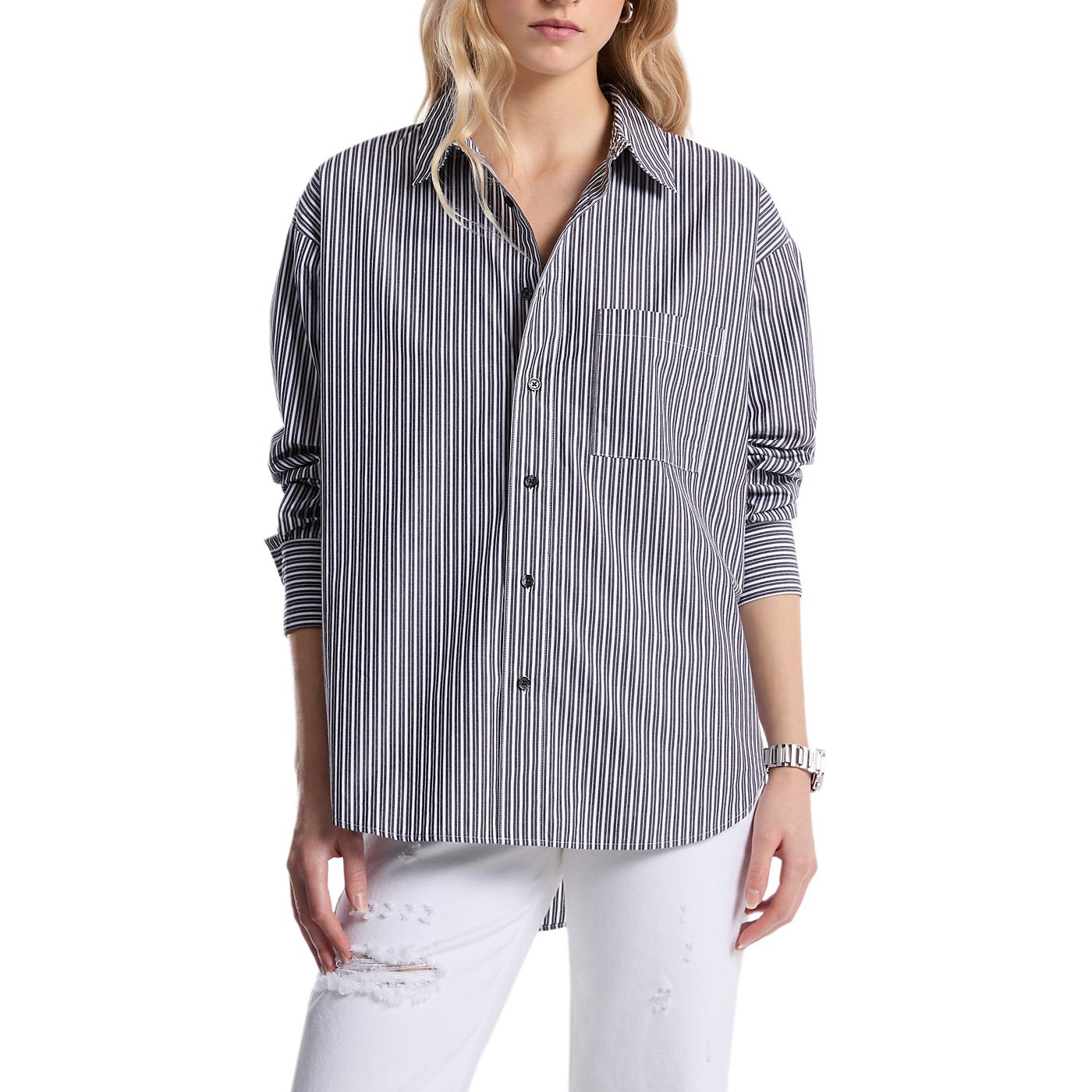 Полосатая хлопковая поплиновая рубашка оверсайз MICHAEL KORS, черный
Полосатая хлопковая поплиновая рубашка оверсайз MICHAEL KORS, черный