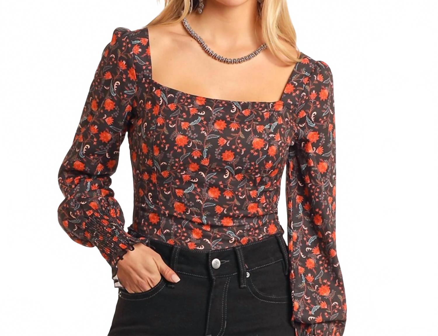 Черная блузка-корсет с цветочным принтом Rock & Roll Denim
Черная блузка-корсет с цветочным принтом Rock & Roll Denim