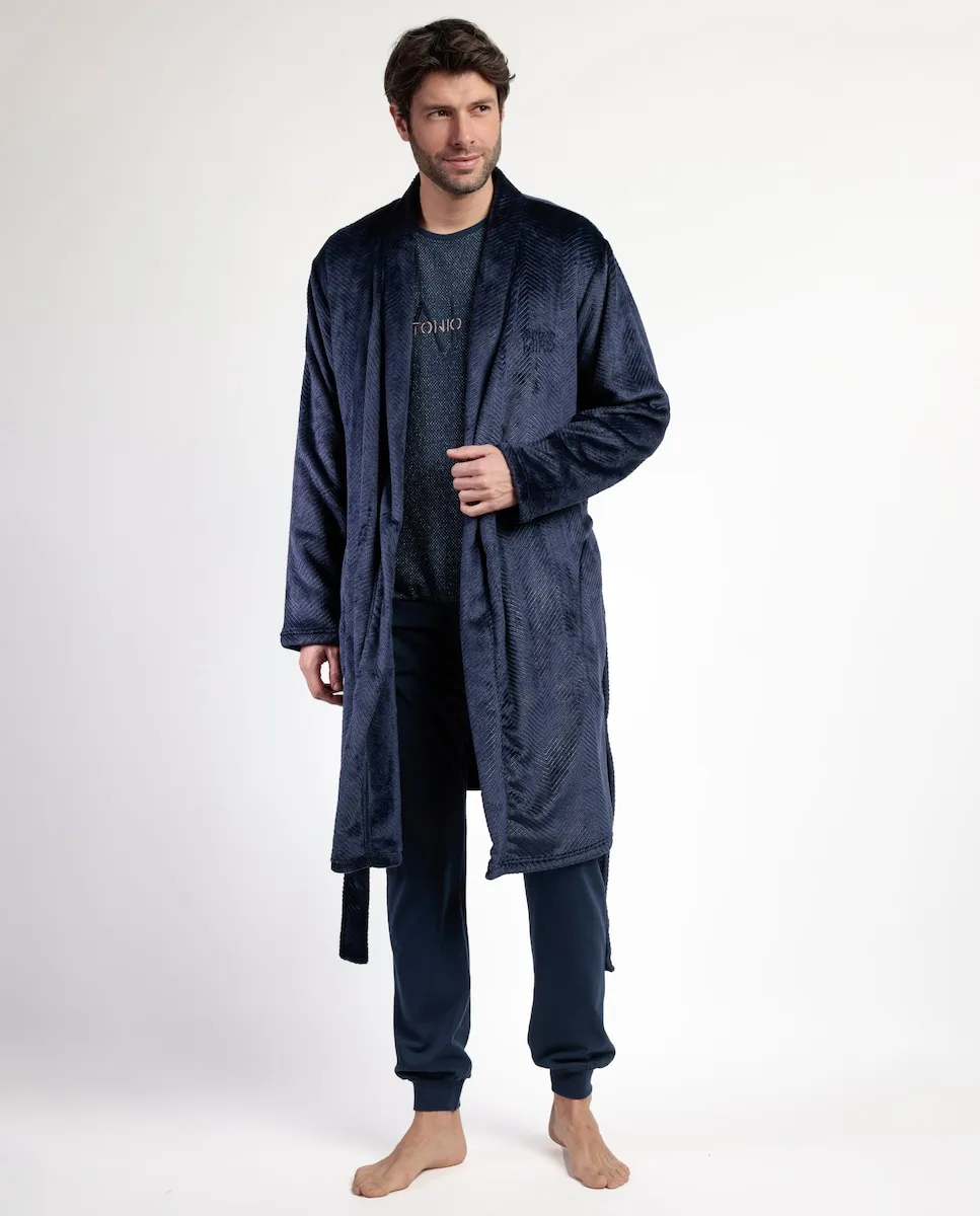 Халат с длинными рукавами из теплой ткани темно-синего цвета Admas
Халат с длинными рукавами из теплой ткани темно-синего цвета Admas
