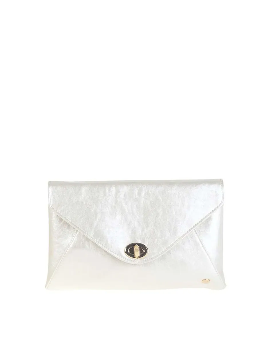 Сумка-клатч среднего размера с перламутровым полиуретановым клапаном и металлической застежкой Volum, белый
Сумка-клатч среднего размера с перламутровым полиуретановым клапаном и металлической застежкой Volum, белый