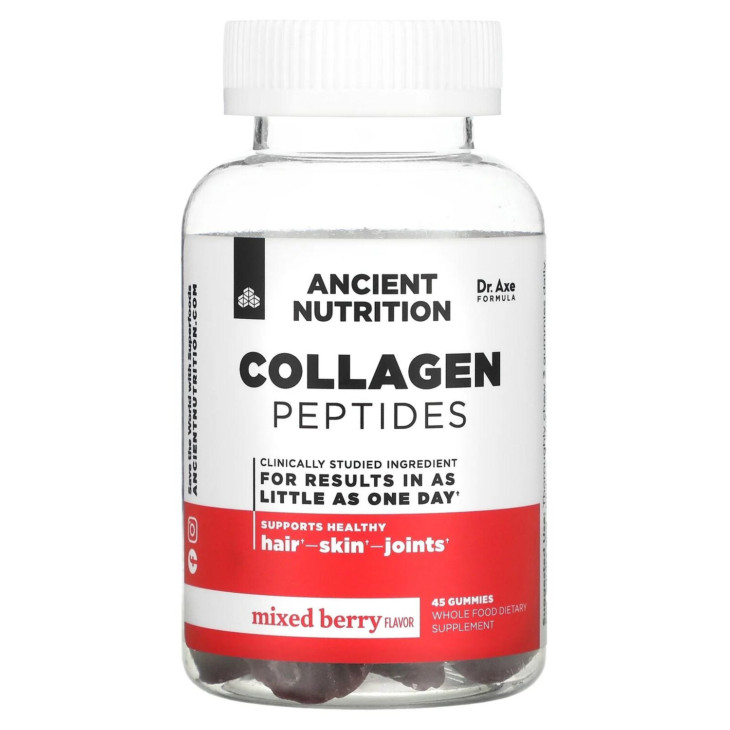 Dr. Axe / Ancient Nutrition Collagen Peptides Mixed Berry 45 Gummies
Dr. Axe / Ancient Nutrition Collagen Peptides Mixed Berry 45 Gummies