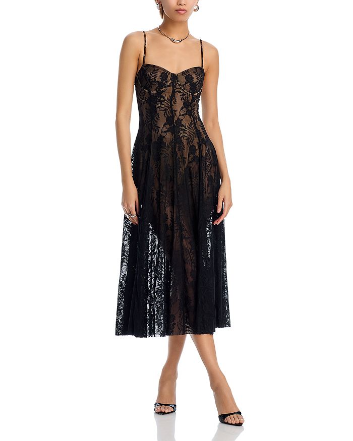 Кружевное боди-платье миди Norma Kamali, черный
Кружевное боди-платье миди Norma Kamali, черный