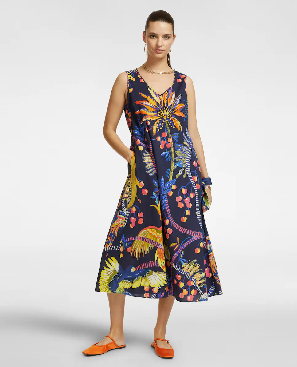 Эластичное хлопковое платье с принтом Elena Miró, синий
Эластичное хлопковое платье с принтом Elena Miró, синий