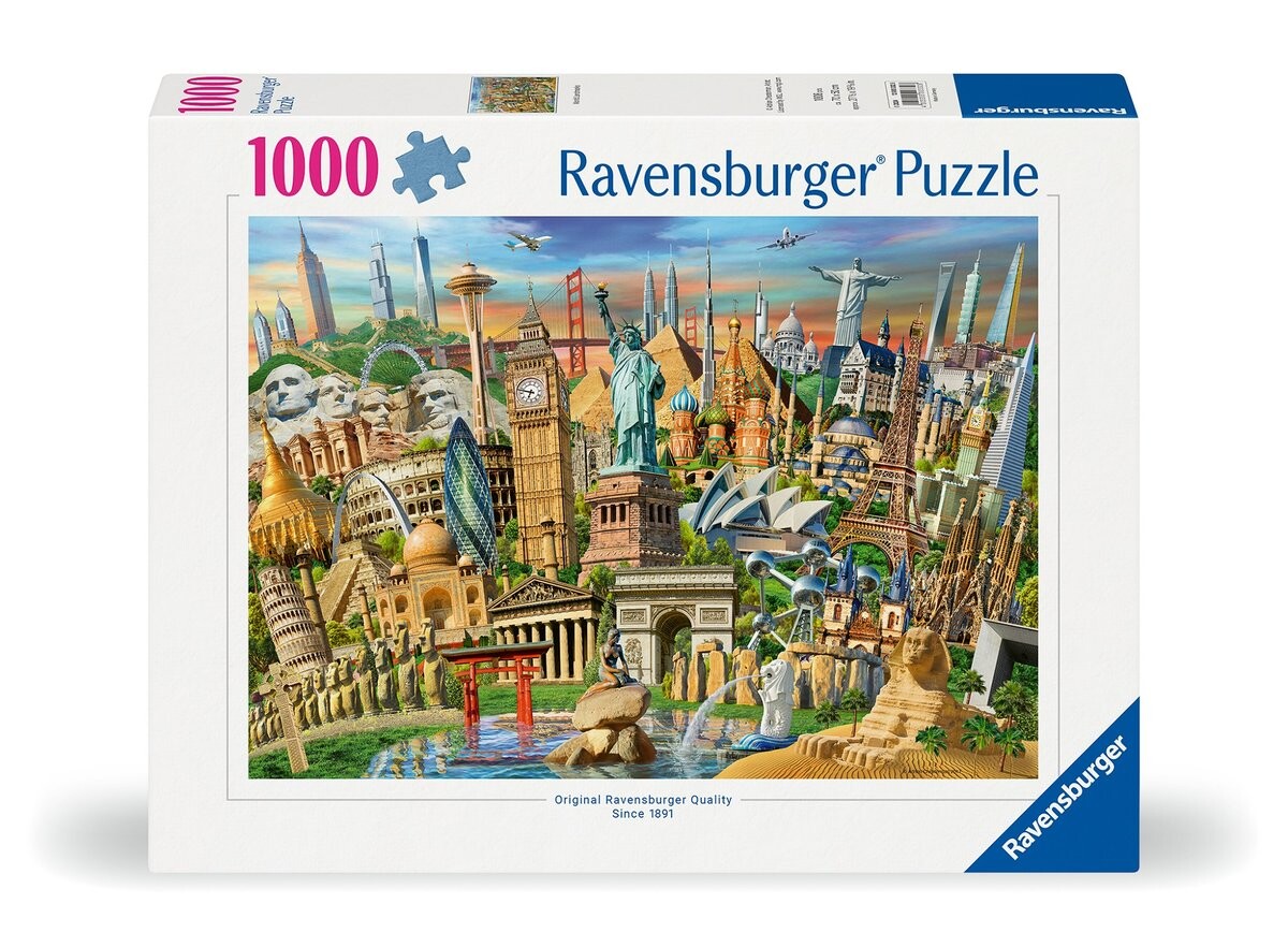2D пазл, Знаменитые здания, 1000 деталей Ravensburger
2D пазл, Знаменитые здания, 1000 деталей Ravensburger