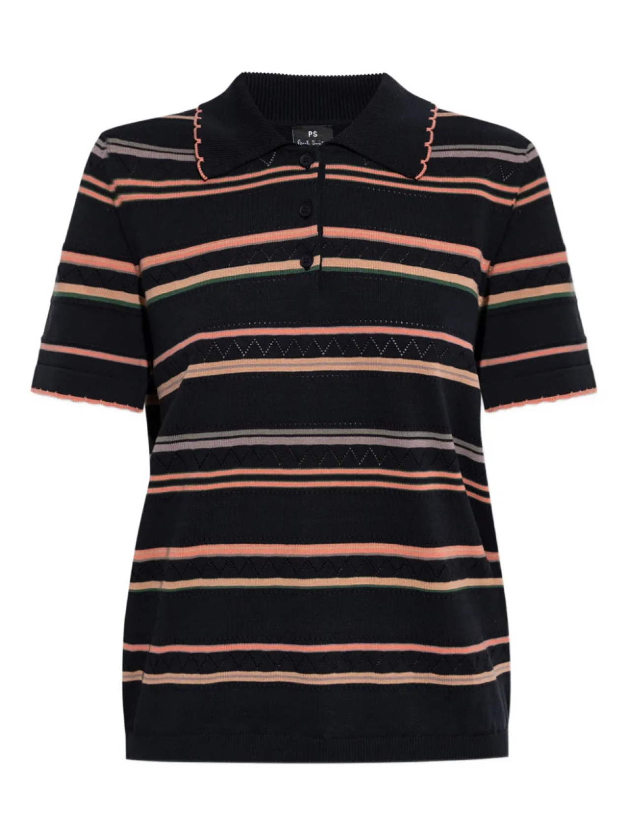 Полосатая рубашка-поло с фестончатым краем от PS Paul Smith, черный
Полосатая рубашка-поло с фестончатым краем от PS Paul Smith, черный