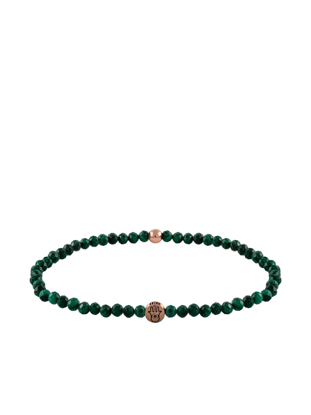 Браслет с рукой Хамса из малахита в золотом обрамлении 18 карат (розовое золото) Anil Arjandas, зеленый