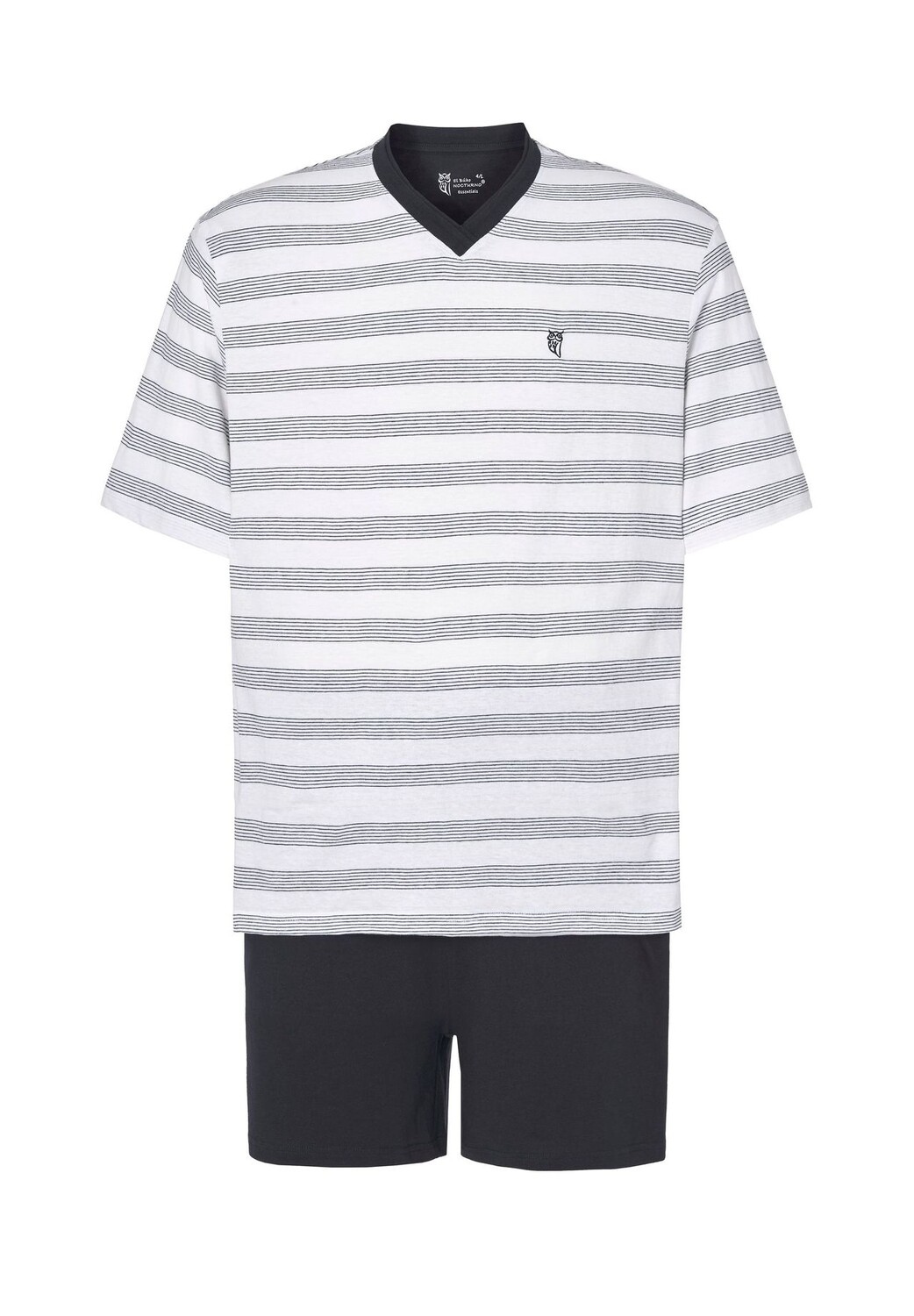 Мужская пижама короткая с v-образным вырезом, трикотажная в полоску, синяя El Búho NOCTURNO, синий 
Мужская пижама короткая с v-образным вырезом, трикотажная в полоску, синяя El Búho NOCTURNO, синий