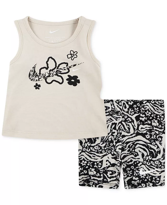Детский комплект для девочки: топ Wild Flower и велосипедки с принтом, 2 предмета Nike, серый
Детский комплект для девочки: топ Wild Flower и велосипедки с принтом, 2 предмета Nike, серый