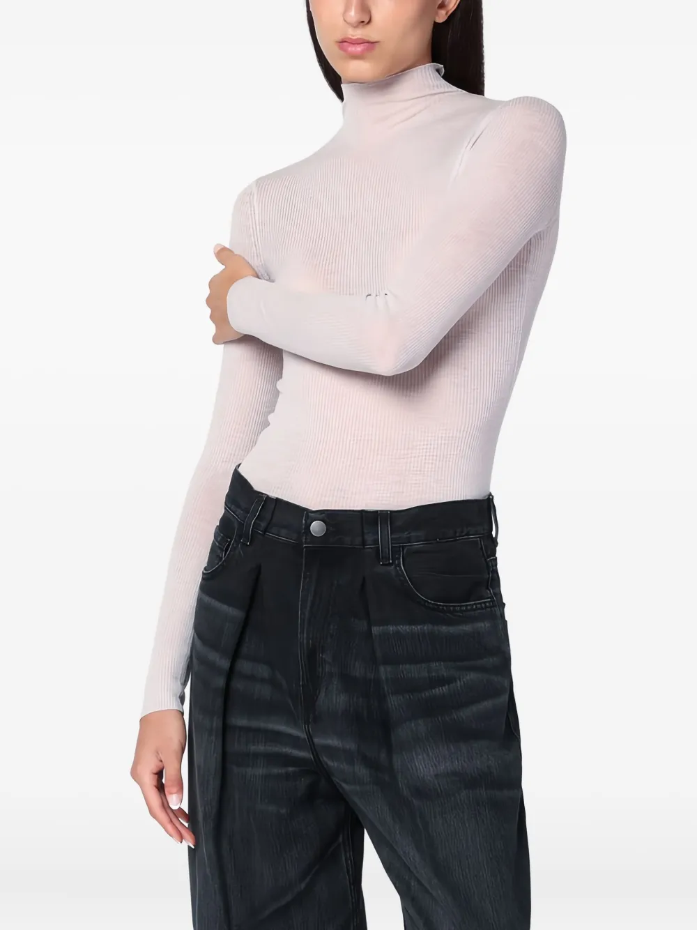 Свитер в рубчик с высоким воротником 6397, нейтральный
Свитер в рубчик с высоким воротником 6397, нейтральный