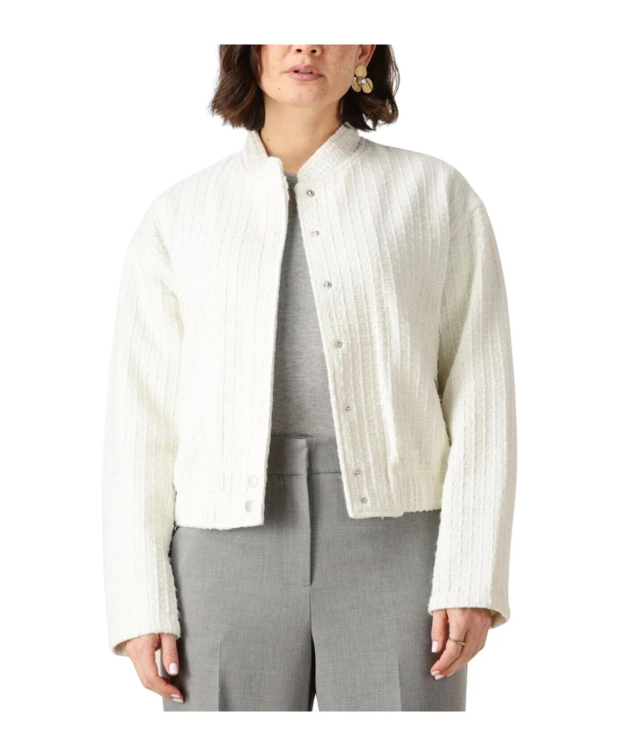 Белая куртка-бомбер с вафельным узором. Minus, белый
Белая куртка-бомбер с вафельным узором. Minus, белый