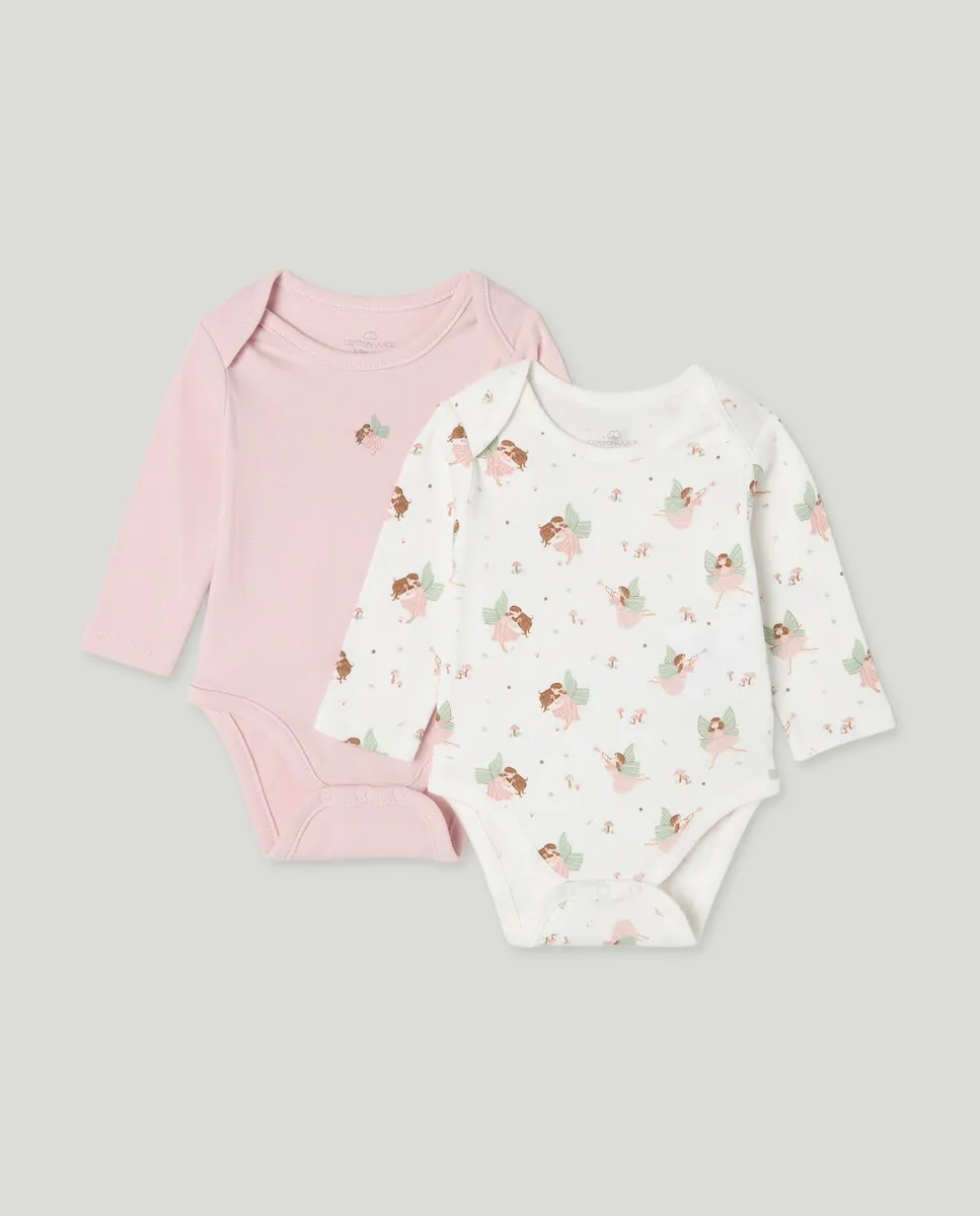 Набор из 2 длинных боди с принтом фей для малышей Cotton Juice, розовый
Набор из 2 длинных боди с принтом фей для малышей Cotton Juice, розовый