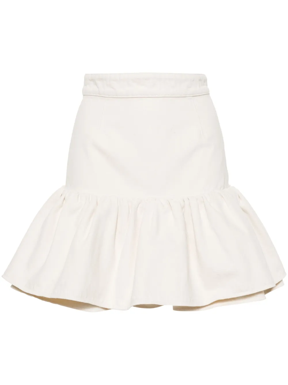 Джинсовая юбка мини с оборками PATOU, нейтральный 
Джинсовая юбка мини с оборками PATOU, нейтральный