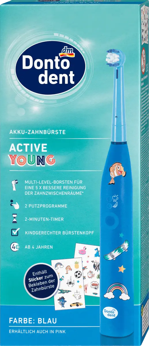 Зубная щетка на аккумуляторе Active Young синяя 1 шт. Dontodent
Зубная щетка на аккумуляторе Active Young синяя 1 шт. Dontodent