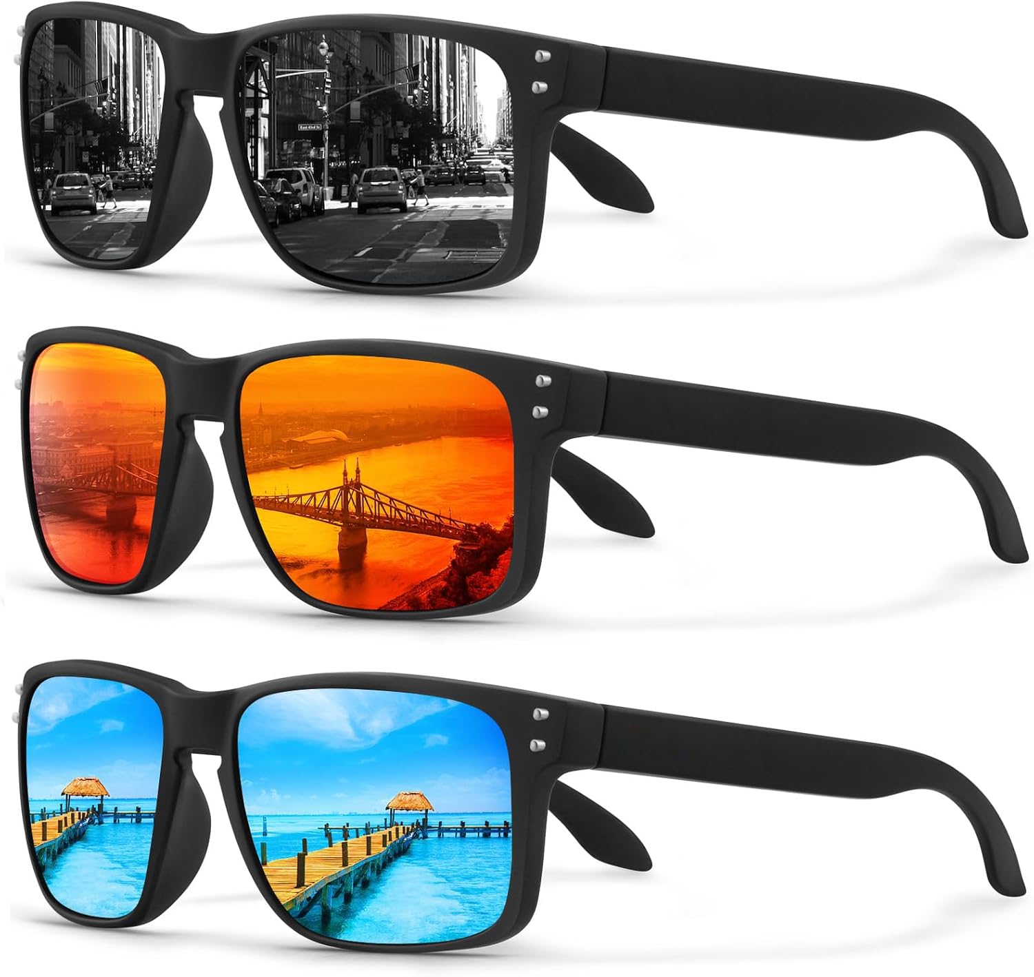 Поляризованные квадратные солнцезащитные очки KUGUAOK для мужчин и женщин, матовая поверхность, защита от УФ-излучения, 3pack Matte Frame Black Lens + Matte Black Frame Red Mirror + Matte Black Frame Blue Mirror
Поляризованные квадратные солнцезащитные очки KUGUAOK для мужчин и женщин, матовая поверхность, защита от УФ-излучения, 3pack Matte Frame Black Lens + Matte Black Frame Red Mirror + Matte Black Frame Blue Mirror