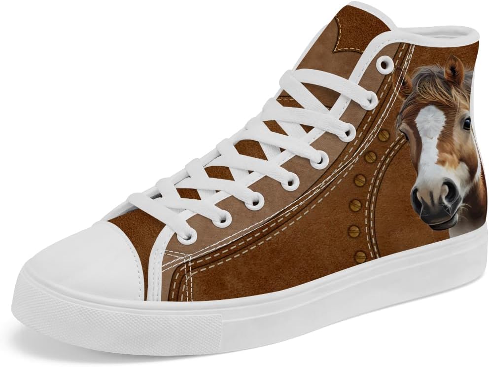 Высокие кеды из канвы с изображением лошади для женщин и мужчин, повседневные кроссовки на шнуровке Chebing, 619 Brown
Высокие кеды из канвы с изображением лошади для женщин и мужчин, повседневные кроссовки на шнуровке Chebing, 619 Brown