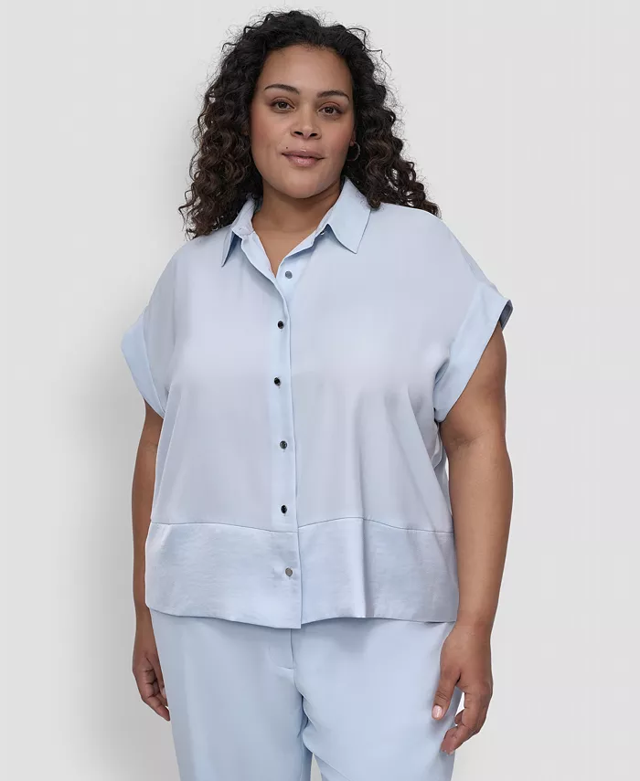 Рубашка больших размеров из атласа с пуговицами спереди DKNY, белый
Рубашка больших размеров из атласа с пуговицами спереди DKNY, белый