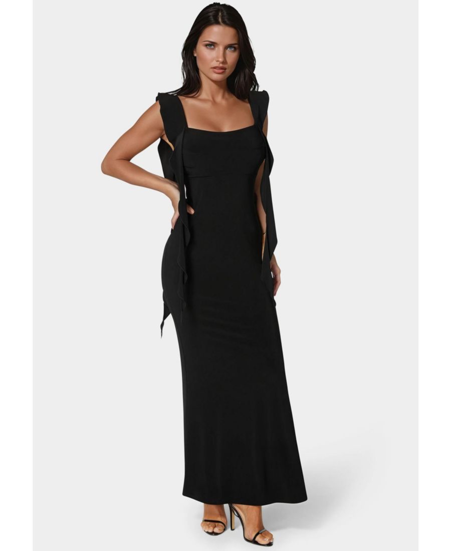 Женское трикотажное платье с каскадными оборками Bebe, Black
Женское трикотажное платье с каскадными оборками Bebe, Black