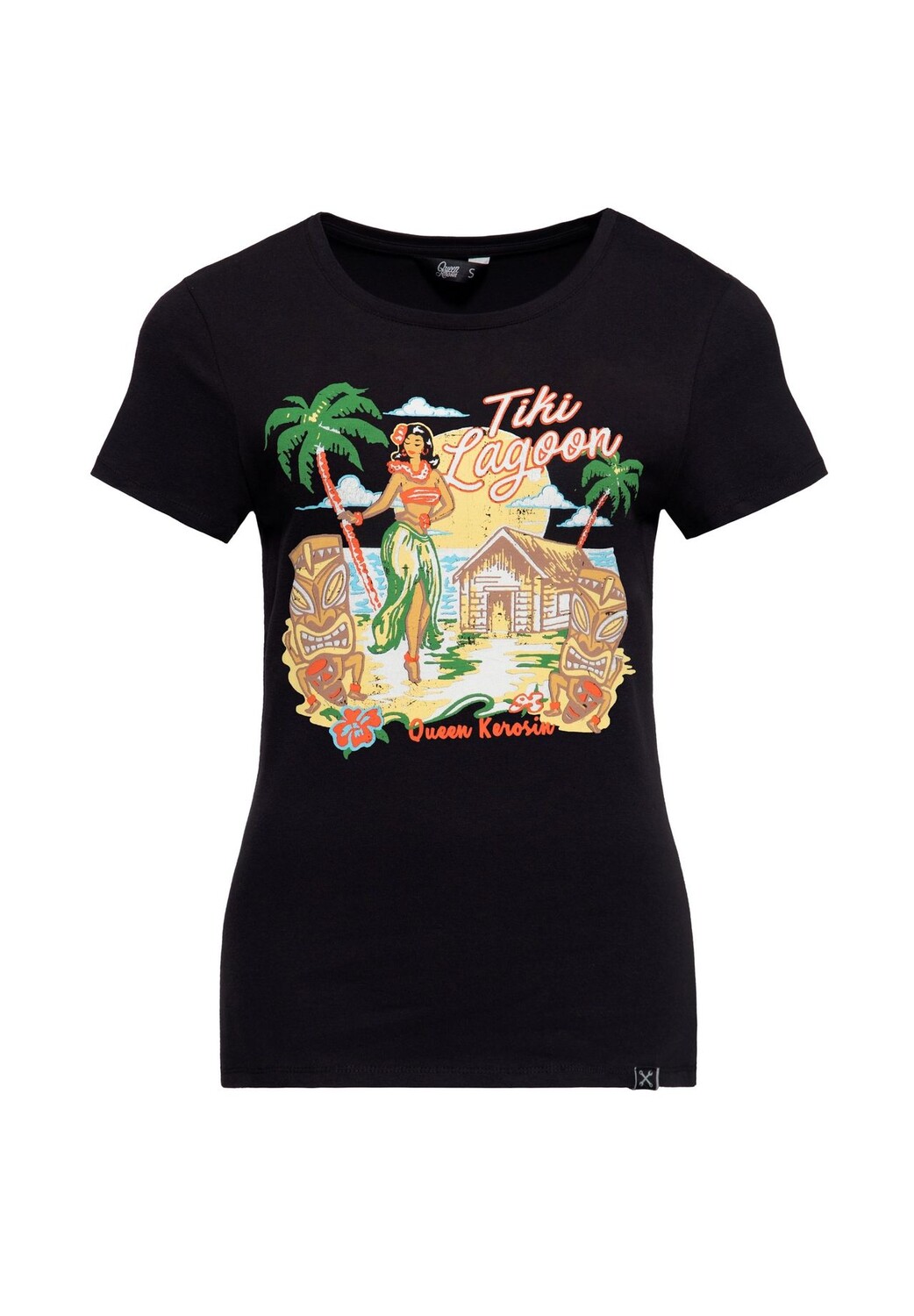 Рубашка с принтом и гавайским рисунком Tiki Lagoon Queen Kerosin, черный 
Рубашка с принтом и гавайским рисунком Tiki Lagoon Queen Kerosin, черный