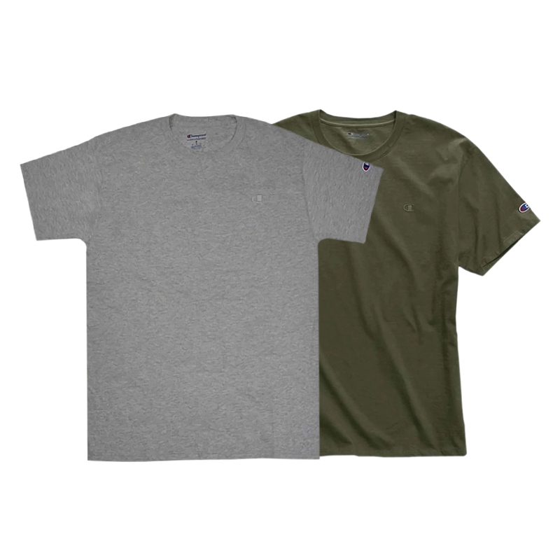 Футболка унисекс светло-серая с армейским зеленым Champion
Футболка унисекс светло-серая с армейским зеленым Champion