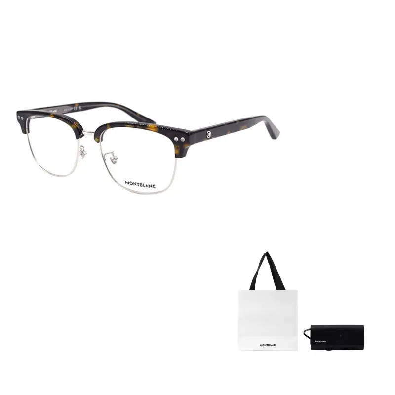 MONTBLANC Пластиковая и металлическая оправа для очков бровь мужская черепаховая, Tortoiseshell Silver