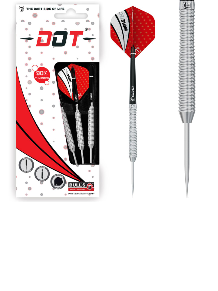 BULLS Набор профессиональных дротиков Steeldarts Dot D2 из 90% вольфрама с белым пером
BULLS Набор профессиональных дротиков Steeldarts Dot D2 из 90% вольфрама с белым пером