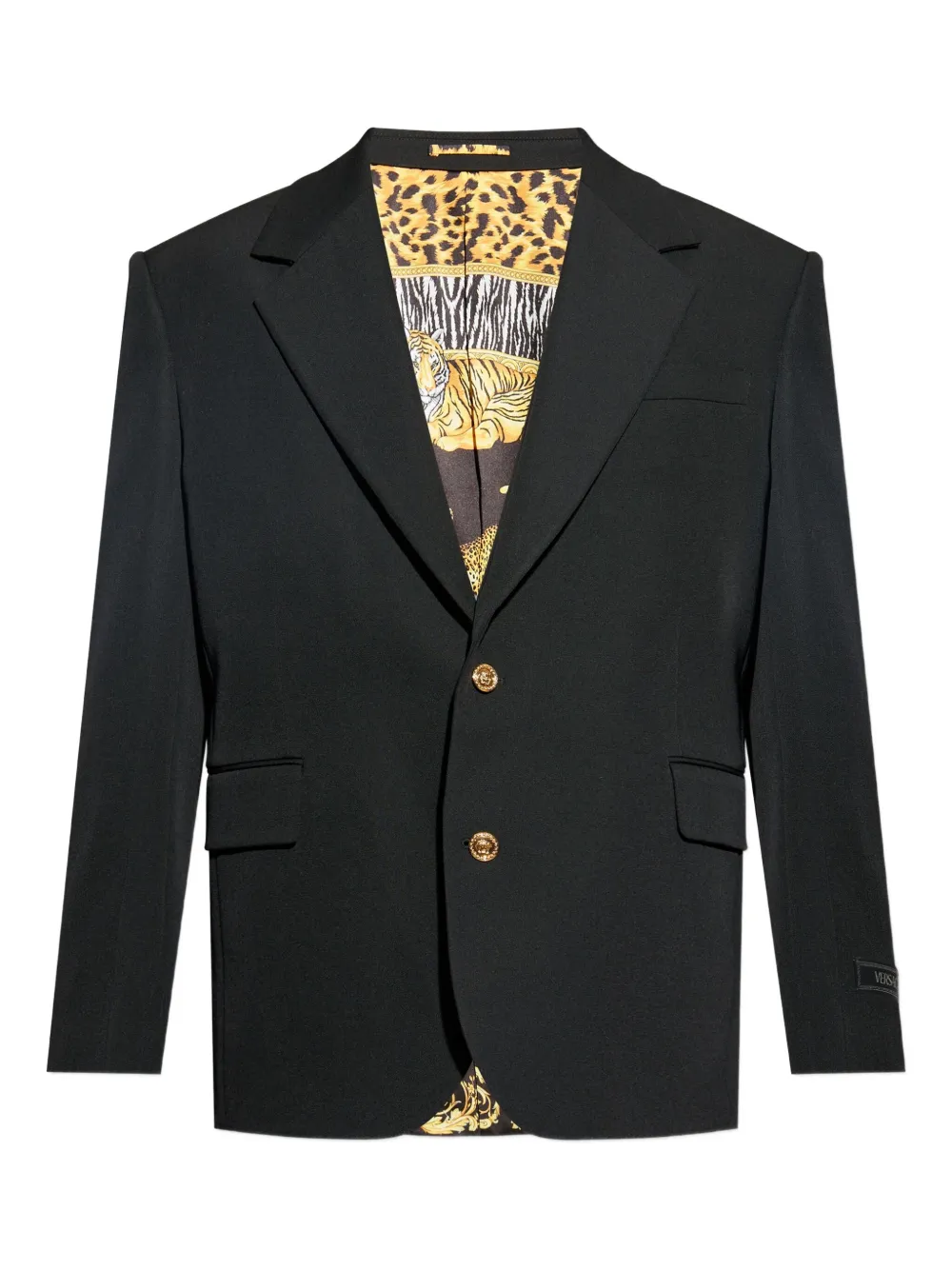 Шерстяной блейзер с золотыми пуговицами VERSACE, черный
Шерстяной блейзер с золотыми пуговицами VERSACE, черный