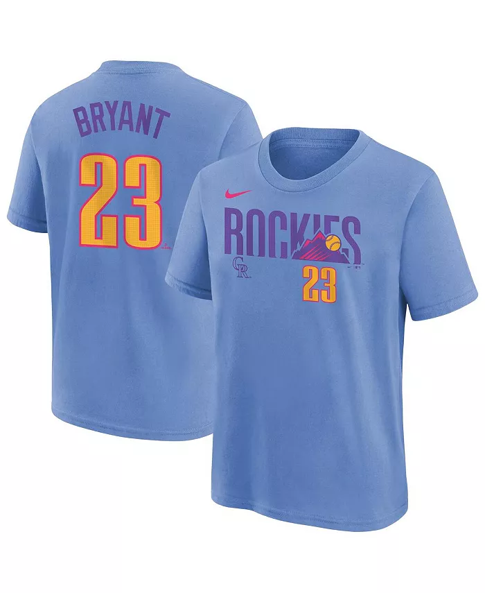 Футболка Colorado Rockies Fuse City Connect с именем и номером Kris Bryant для мальчиков и девочек, светло-голубая Nike
Футболка Colorado Rockies Fuse City Connect с именем и номером Kris Bryant для мальчиков и девочек, светло-голубая Nike