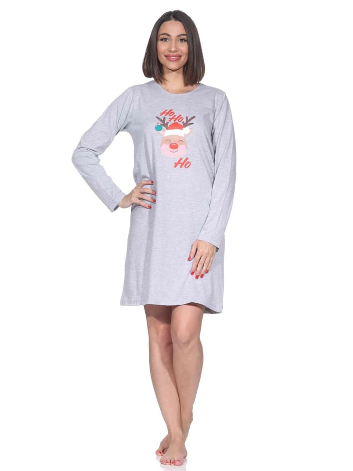 Рождественская ночная рубашка с длинными рукавами и рисунком оленя серого цвета NORMANN
Рождественская ночная рубашка с длинными рукавами и рисунком оленя серого цвета NORMANN