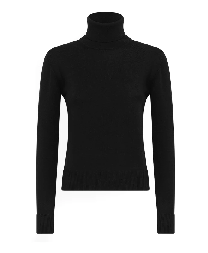 Черный свитер с высоким воротником из мериносовой шерсти Alpha Studio, черный
Черный свитер с высоким воротником из мериносовой шерсти Alpha Studio, черный