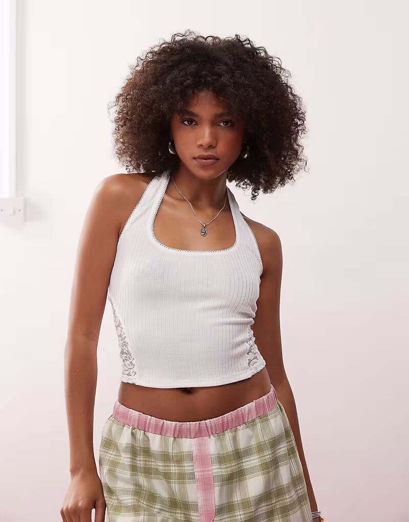 Топ-халтер с кружевными вставками, белый Collusion
Топ-халтер с кружевными вставками, белый Collusion