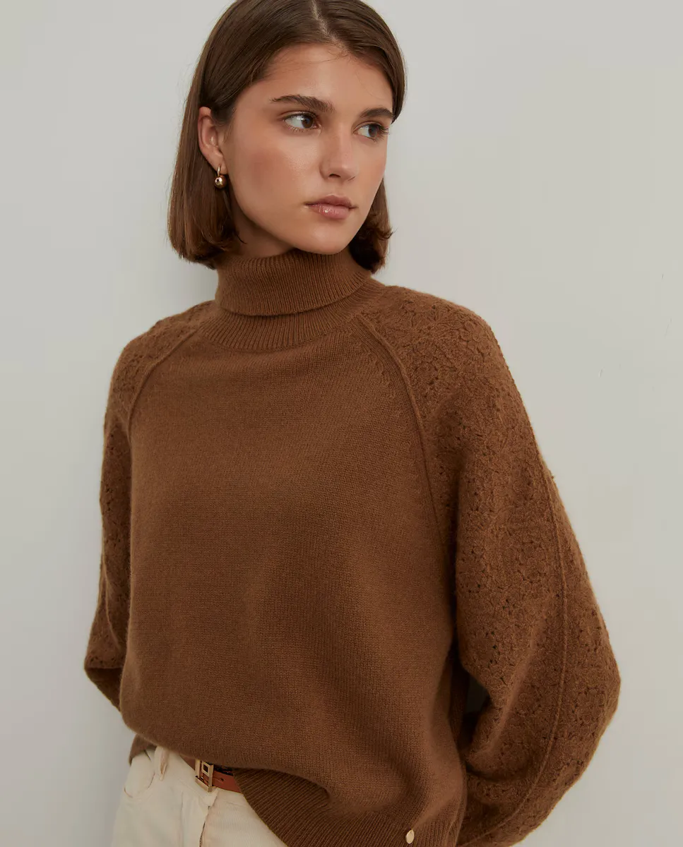 Женский свитер с высоким воротом и рукавами, связанными крючком Lion of Porches, коричневый
Женский свитер с высоким воротом и рукавами, связанными крючком Lion of Porches, коричневый