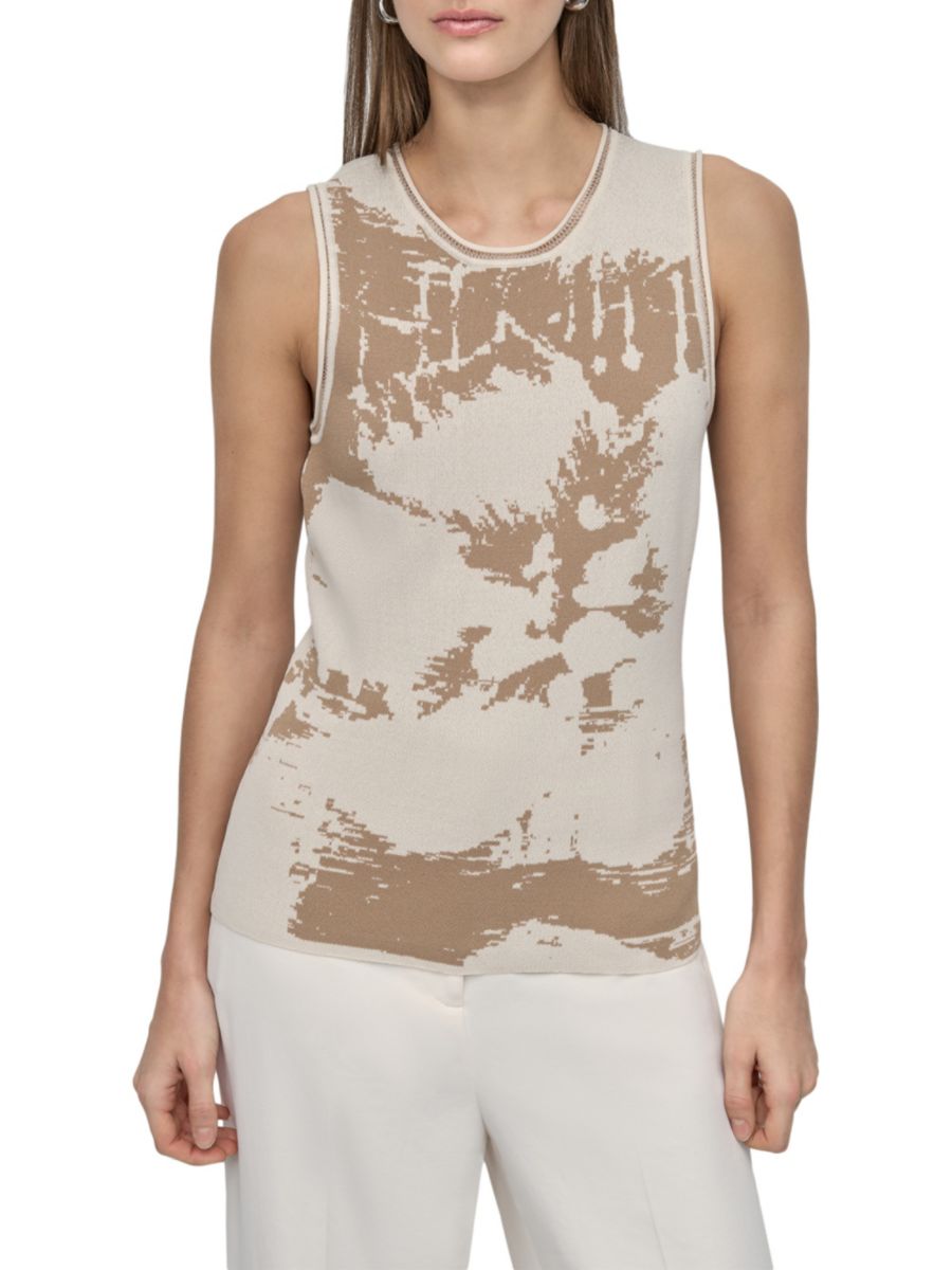 Абстрактная трикотажная майка DKNY, цвет Travertine 
Абстрактная трикотажная майка DKNY, цвет Travertine