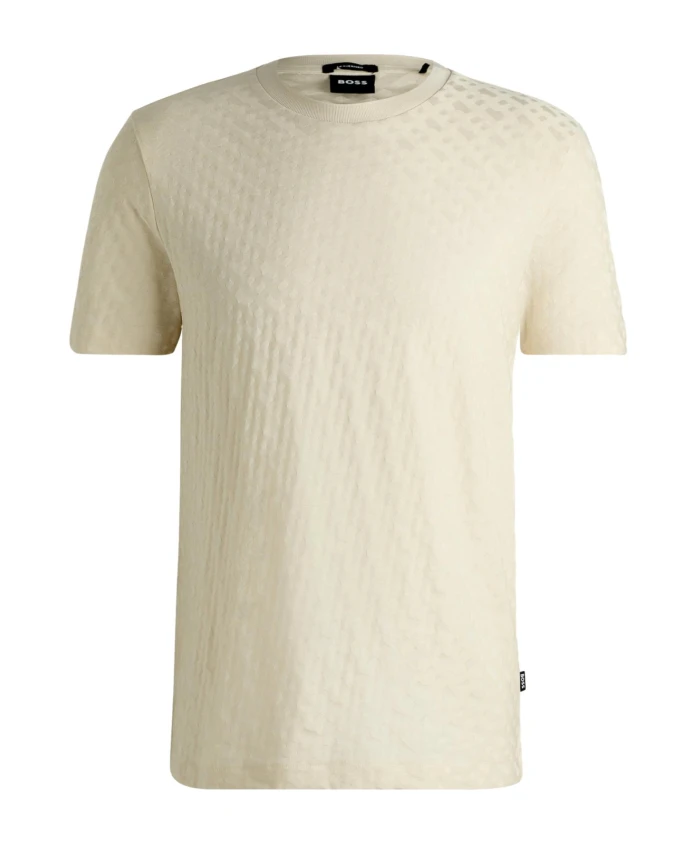 Хлопковая футболка с жаккардовым узором «Монограмма» бежевого цвета Hugo, бежевый
Хлопковая футболка с жаккардовым узором «Монограмма» бежевого цвета Hugo, бежевый