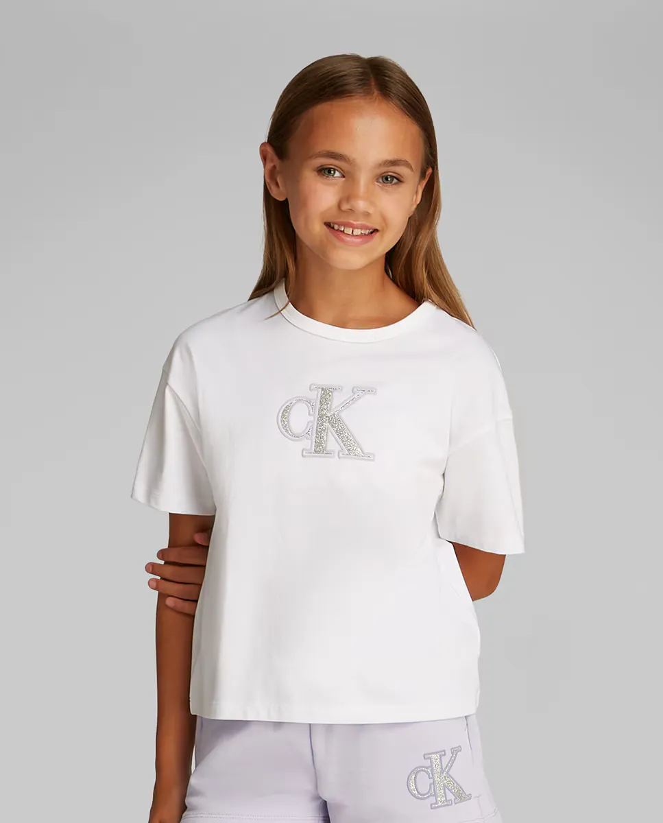 Футболка с короткими рукавами для девочек с металлическим логотипом Calvin Klein, белый
Футболка с короткими рукавами для девочек с металлическим логотипом Calvin Klein, белый