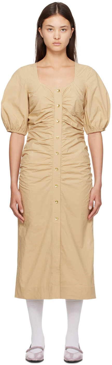 Платье макси бежевого цвета со сборками GANNI
Платье макси бежевого цвета со сборками GANNI