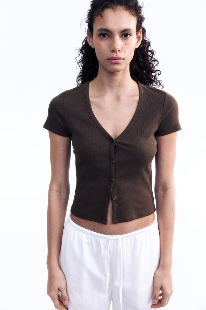 Футболка с застежкой на пуговицы спереди H&M, коричневый
Футболка с застежкой на пуговицы спереди H&M, коричневый