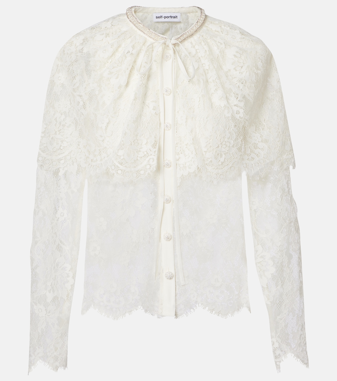 Кардиган с кружевом и пелериной Self-Portrait, белый
Кардиган с кружевом и пелериной Self-Portrait, белый