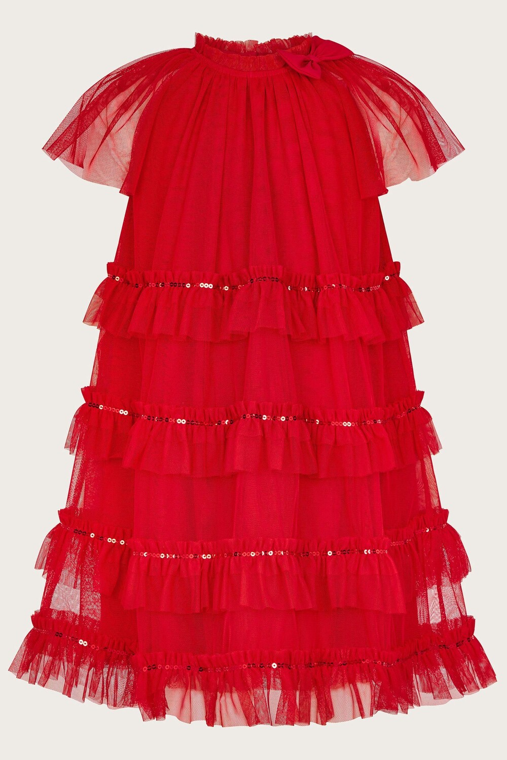 Платье трапеция с бантом из пайеток и оборками Monsoon, красный
Платье трапеция с бантом из пайеток и оборками Monsoon, красный