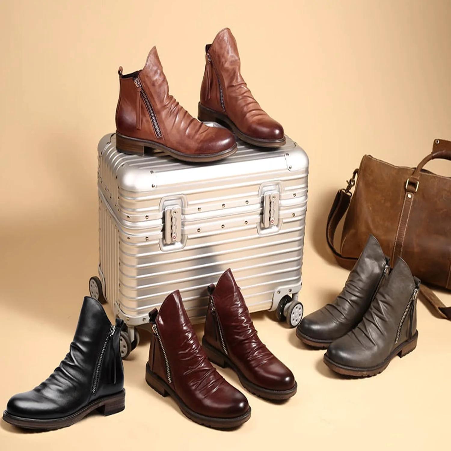 Мужские блестящие плиссированные кожаные ботинки челси на боковой молнии, с массивным каблуком, водонепроницаемые рабочие ботинки-ботильоны ELSHTIDE, коричневый
Мужские блестящие плиссированные кожаные ботинки челси на боковой молнии, с массивным каблуком, водонепроницаемые рабочие ботинки-ботильоны ELSHTIDE, коричневый