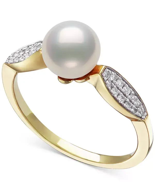 Кольцо-Лист с культивированным пресноводным жемчугом (7 мм) и бриллиантом (1/6 карата) из 10-каратного золота Belle De Mer, gold
Кольцо-Лист с культивированным пресноводным жемчугом (7 мм) и бриллиантом (1/6 карата) из 10-каратного золота Belle De Mer, gold